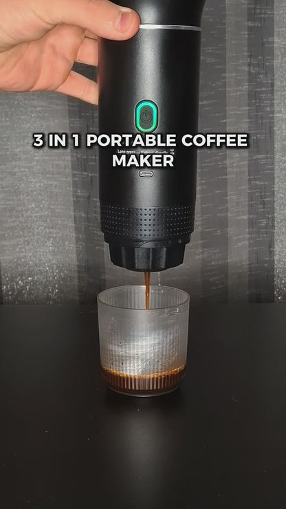 Macchina da Caffè Portatile Elettrica 3-in-1 – Espresso 20 Bar, Ricaricabile USB, Compatibile Capsule e Caffè Macinato